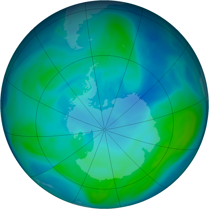 Antarctic ozone map for 26 January 2005